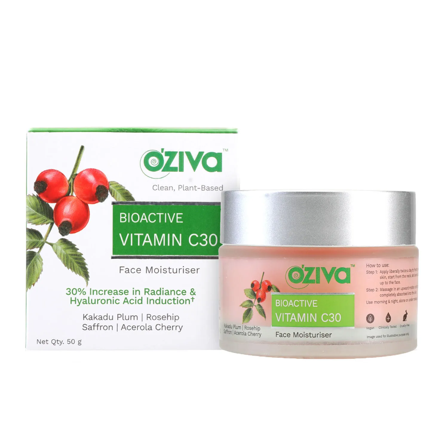 OZiva Bioactive Vitamin C30 Moisturiser for Skin Radiance Enhancement