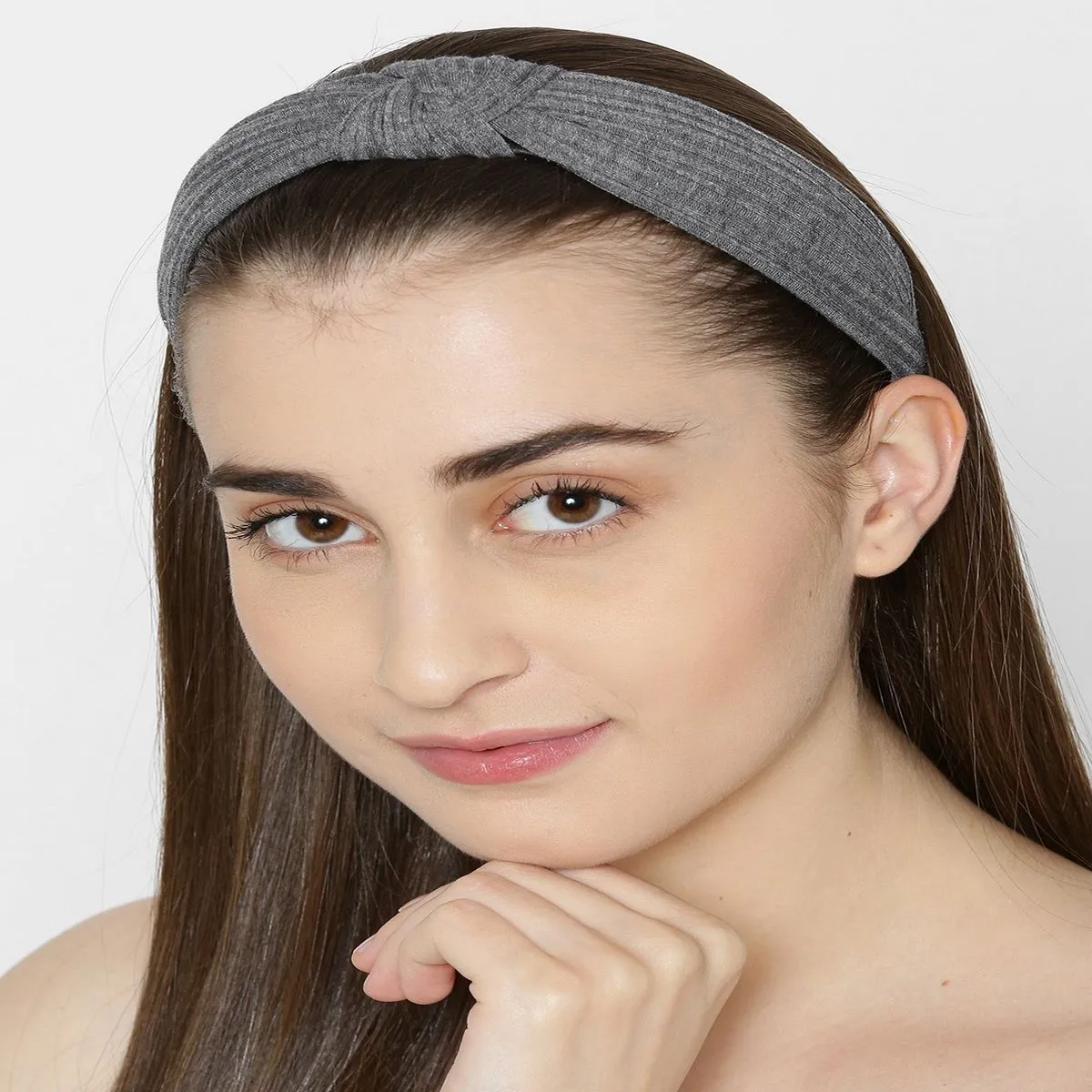 Priyaasi Cross Knot Design Grey Colour Hairband