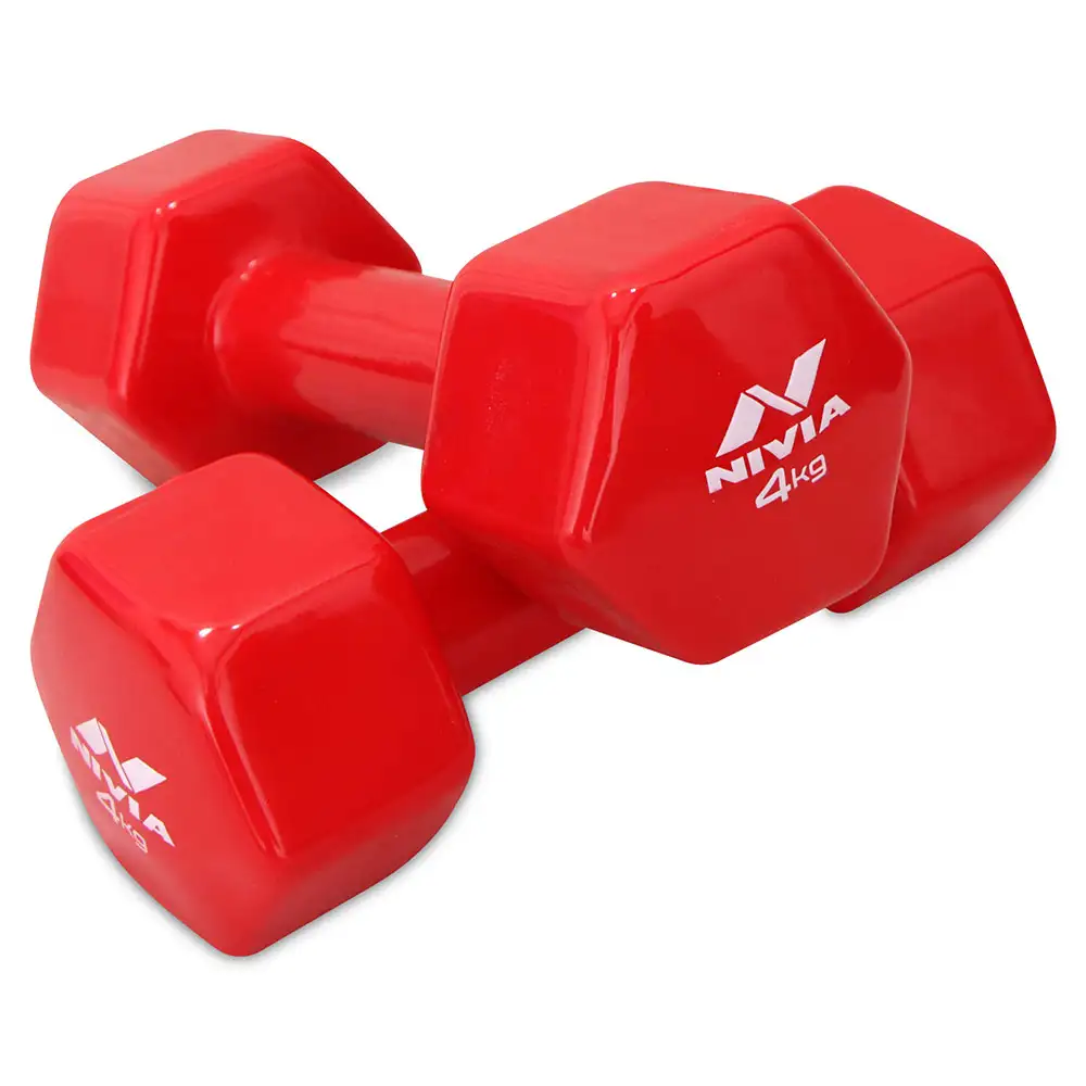 Nivia Vinyl Dumbbell Set,  Red  4 kg