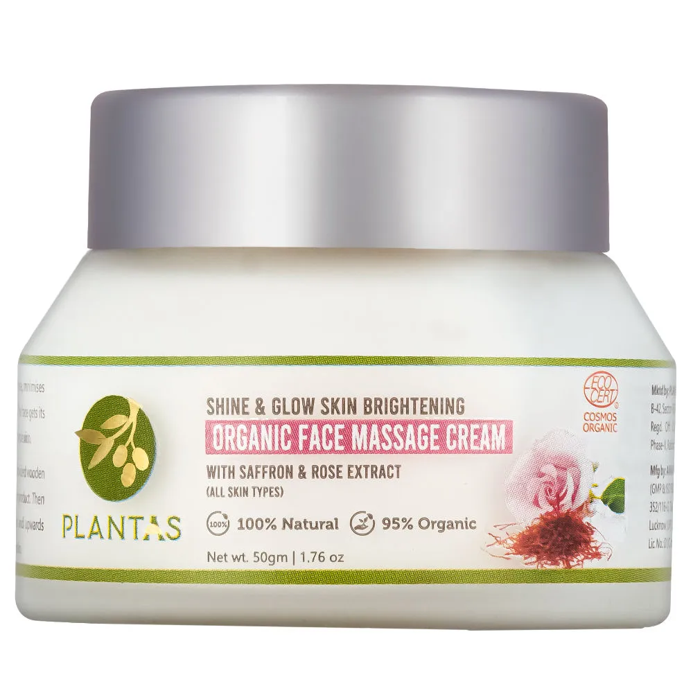 PLANTAS Shine & Glow Skin Brightening Organic Face Massage Cream