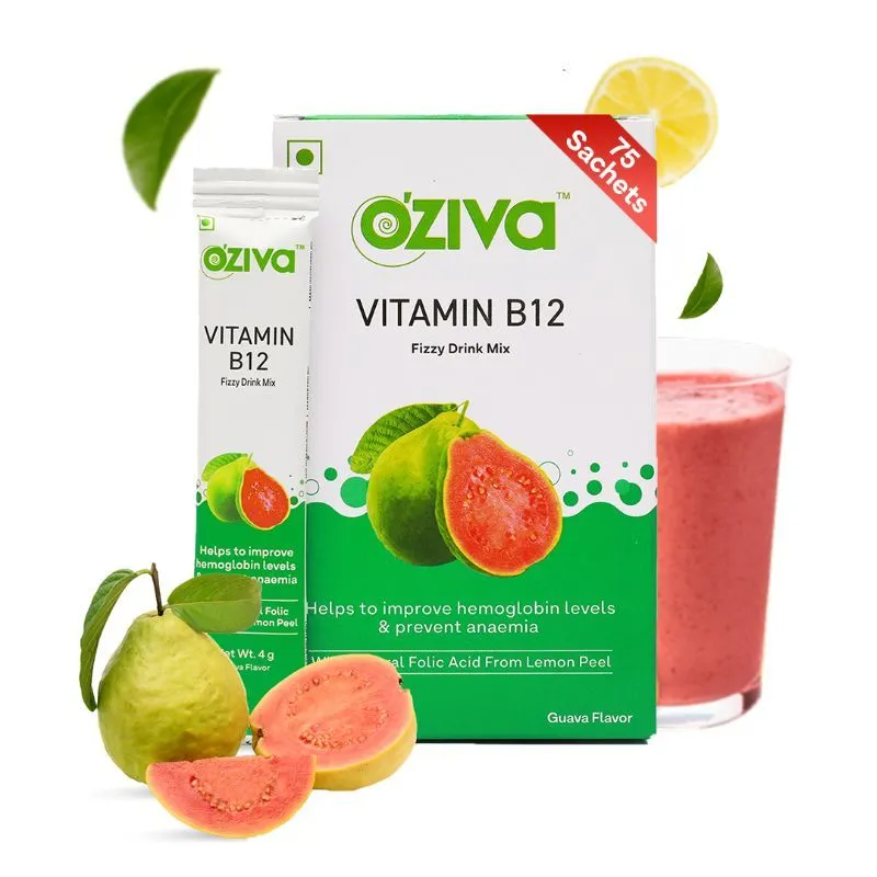 Oziva Vitamin B12 Fizzy Drink Mix For Better Haemoglobin Levels - Pack Of 5