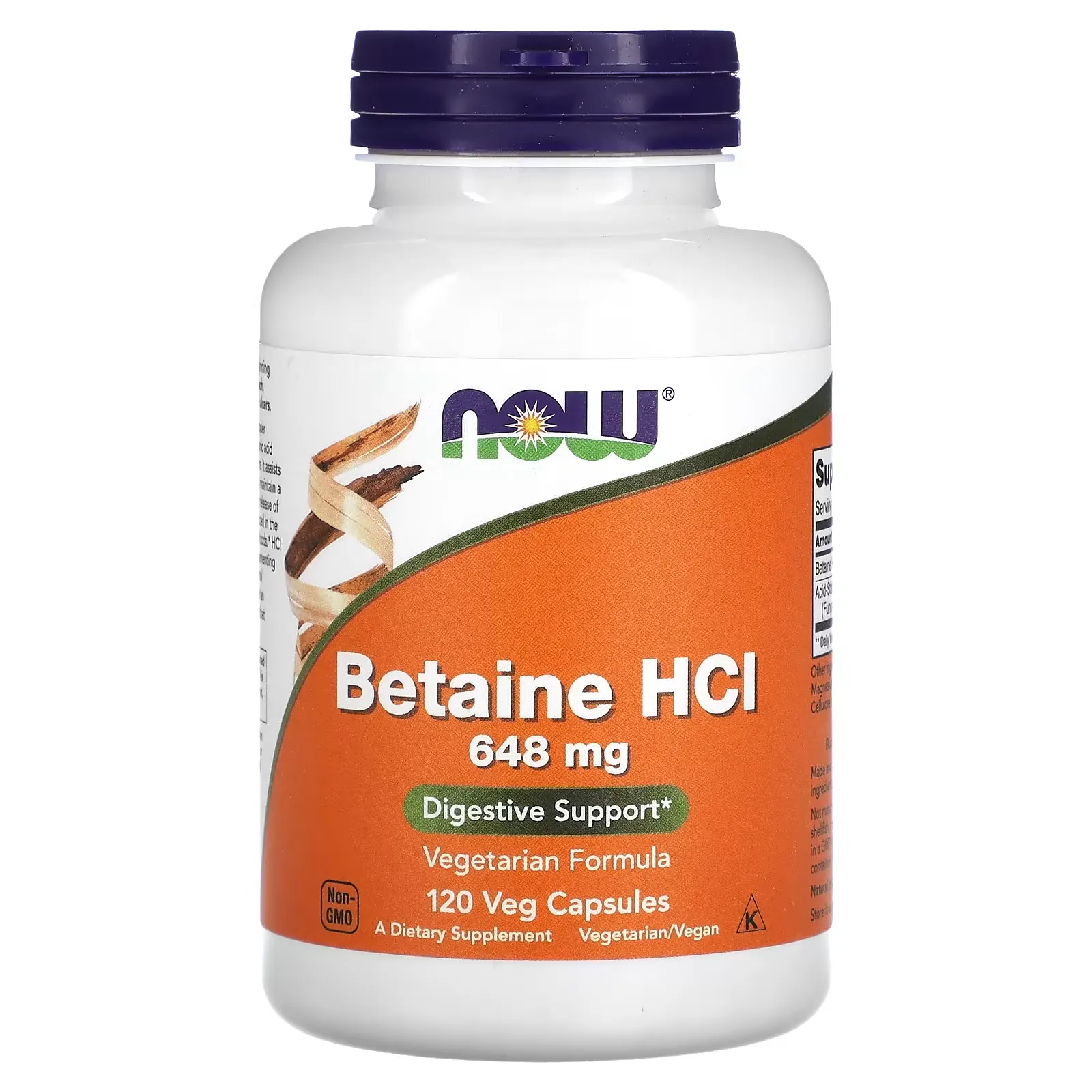 Betaine HCL, 648 mg, 120 Veg Capsules