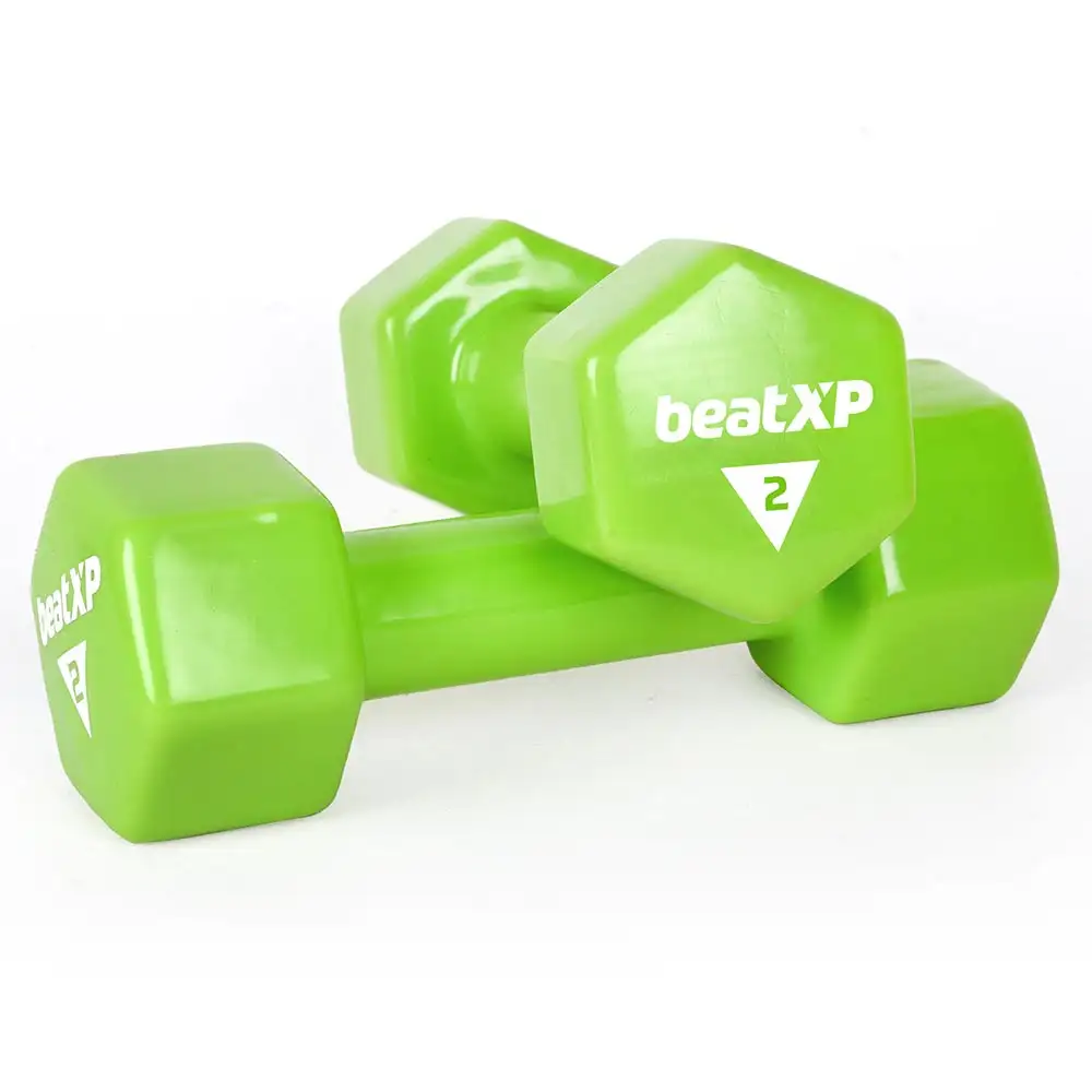 beatXP Vinyl Dumbbells,  Green (Pack of 2)  2 kg