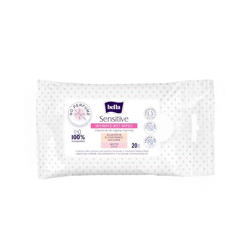 Bella Sensitive Intimate Wet Wipes Allanation D-Panthenol Glycerin Lactic Acid