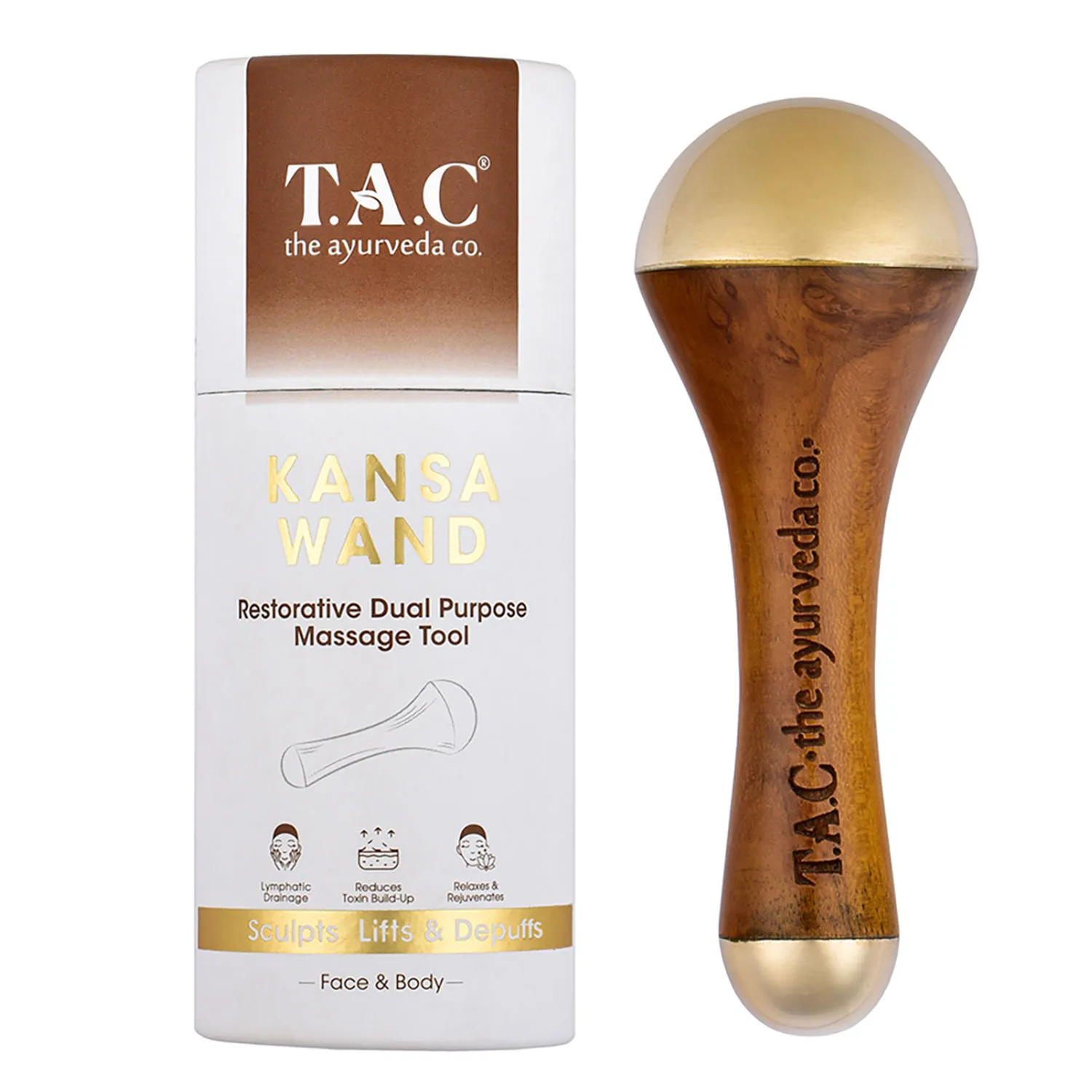 TAC - The Ayurveda Co. Kansa Wand Dual Purpose Massage Tool