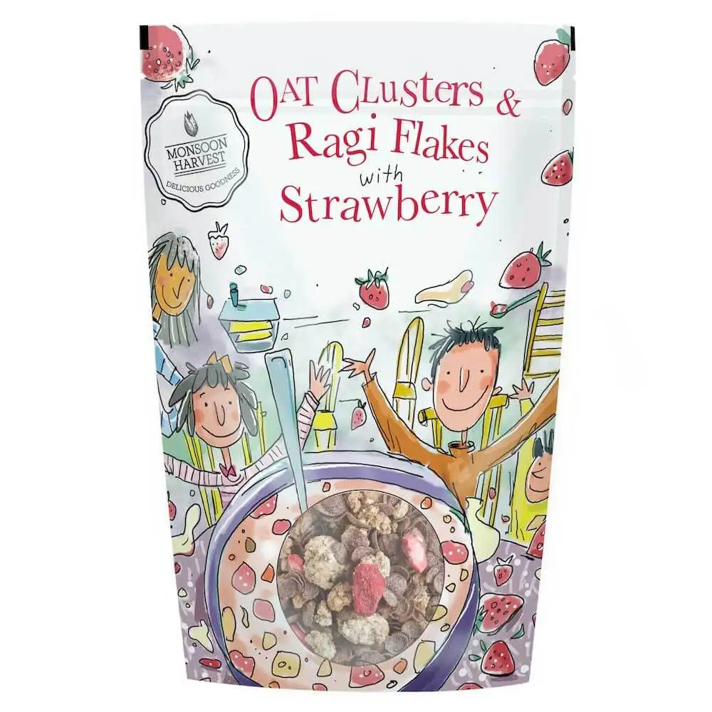 Monsoon Harvest Oat Clusters and Ragi Flakes,  0.350 kg  Strawberry