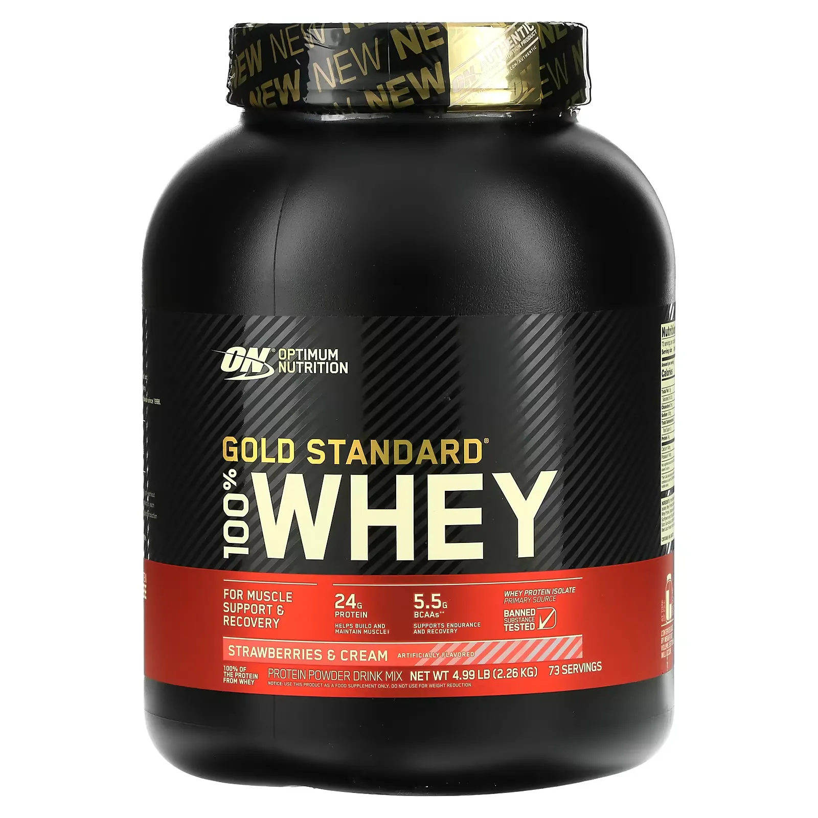 Gold Standard 100% Whey, Strawberries & Cream, 4.99 lb (2.26 kg)