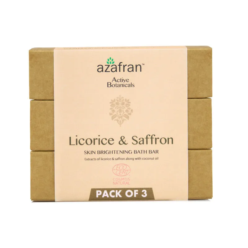 Azafran Active Botanicals Natural Licorice & Saffron Skin Brightening Bath Bar - Pack Of 3