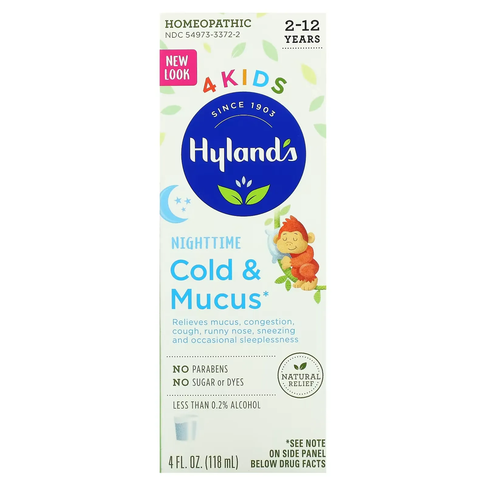 4 Kids, Cold & Mucus, Nighttime, Ages 2-12, 4 fl oz (118 ml)