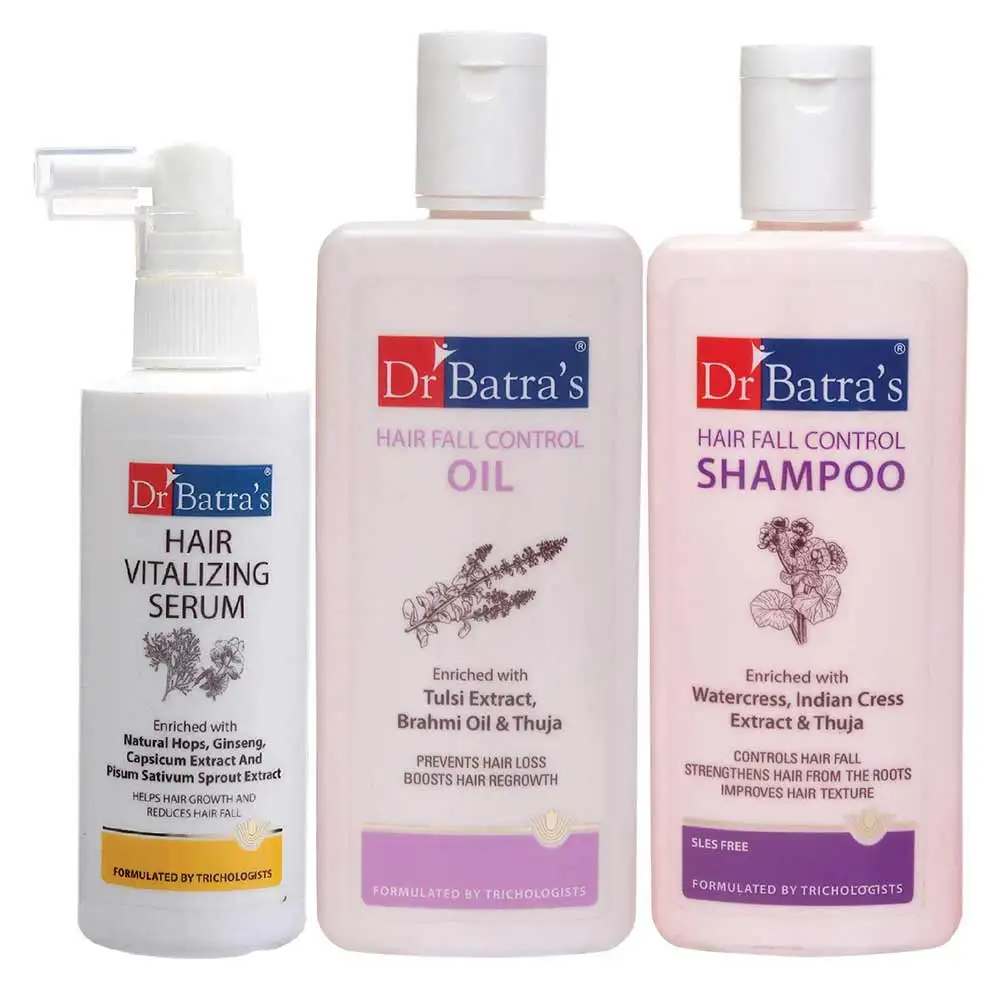 Dr Batra's Hair Vitalizing Serum, Hair Fall Control Shampoo- 200 ml & Oil - 200 ml Combo,  3 Piece(s)/Pack  Hair Fall Control