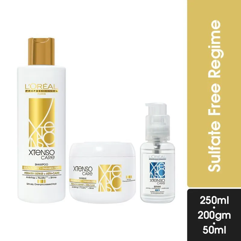 L'Oreal Professionnel Xtenso Care Sulfate Free Hair Care Regime With Shampoo, Masque And Serum