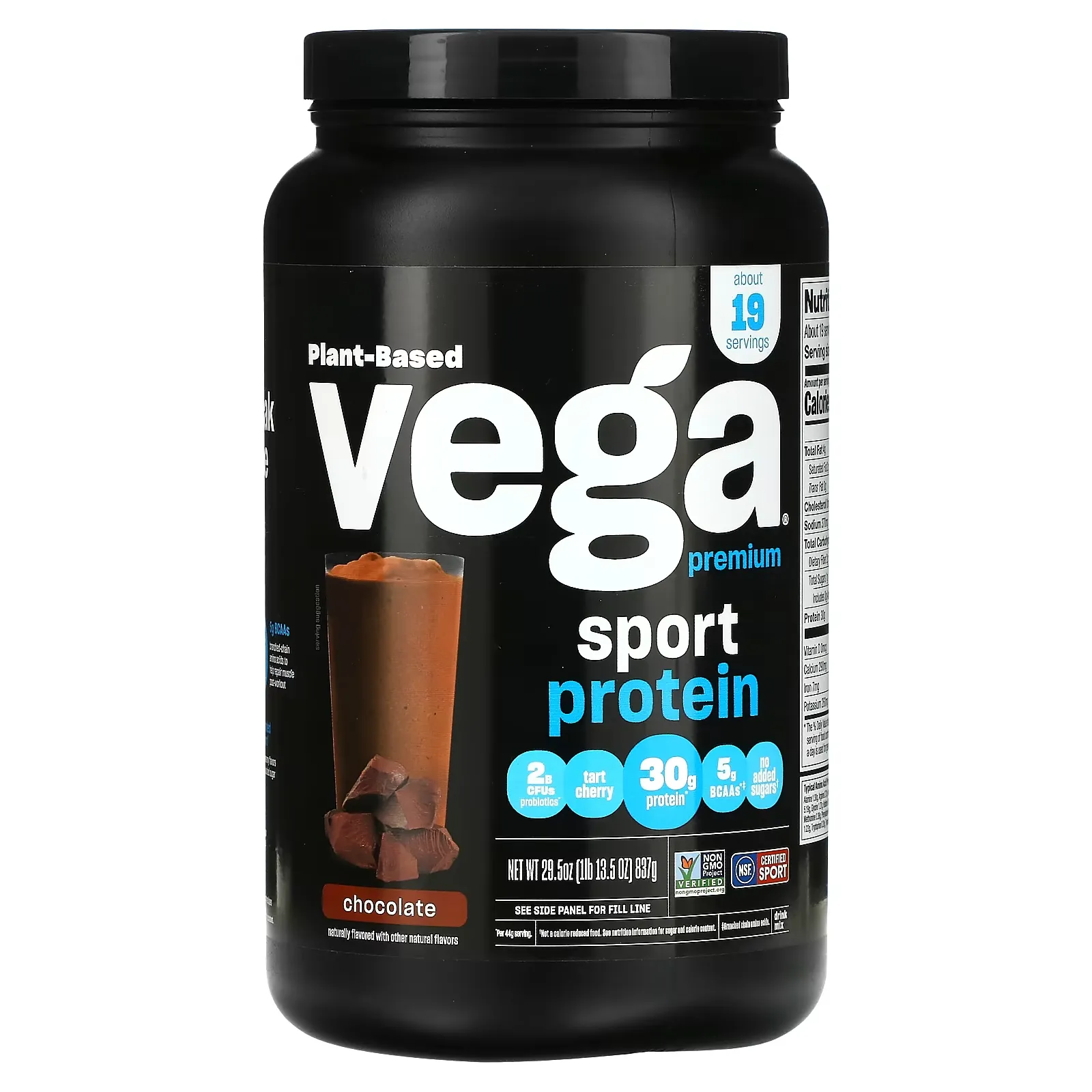 Sport, Plant-Based Premium Protein Powder, Chocolate, 1 lb 13.5 oz (837 g)