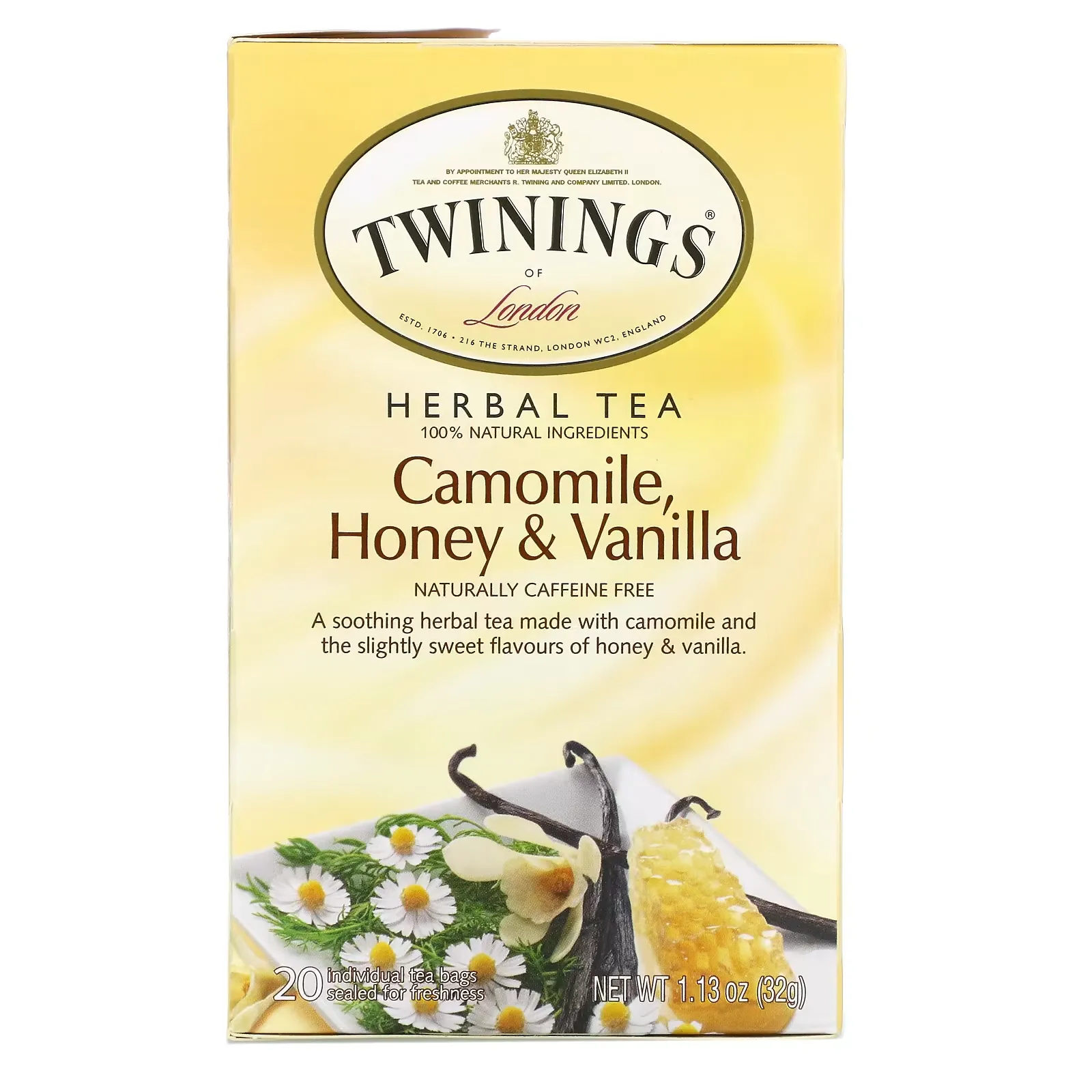 Herbal Tea, Camomile, Honey & Vanilla, Caffeine Free, 20 Tea Bags, 1.13 oz (32 g)