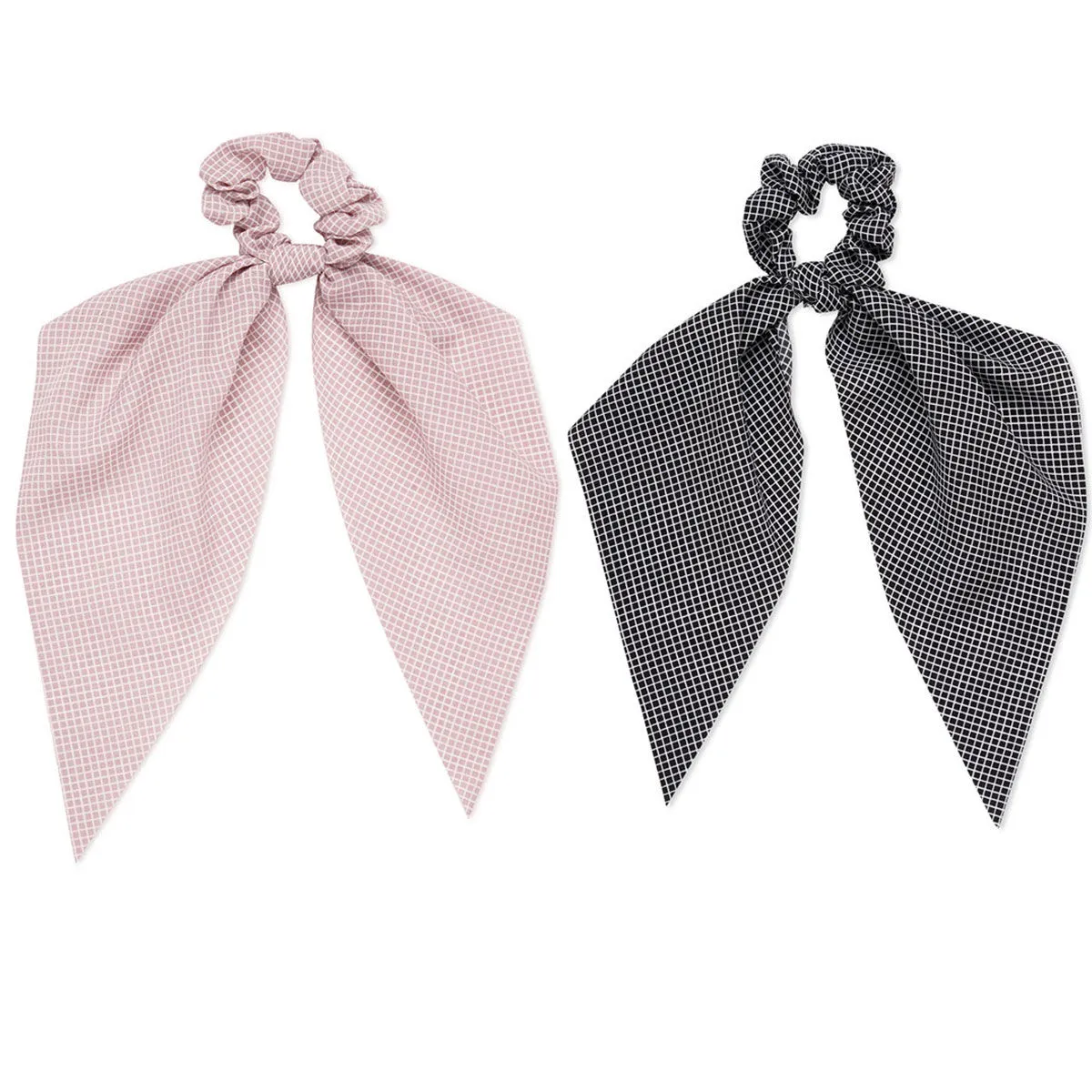 Toniq Trendy Set Of 2 Black & Pink Printed Hair Scarf Scrunchie For Women(osxxih02)