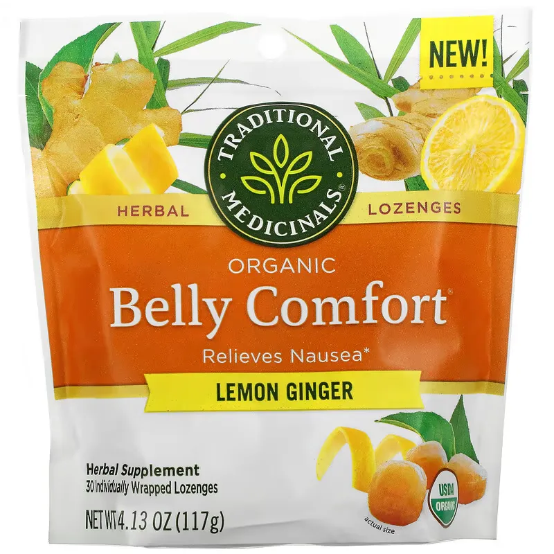 Organic Belly Comfort, Lemon Ginger, 30 Individually Wrapped Lozenges