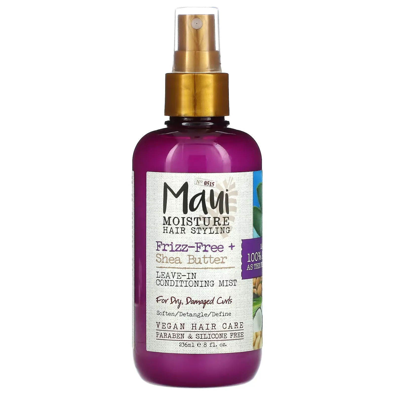 Frizz-Free + Shea Butter, Leave-In Conditioning Mist, For Dry, Damaged Curls,  8 fl oz (236 ml)