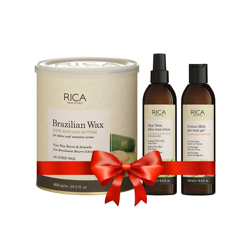 Rica Brazilian Wax with Pre and Post (Cotton Milk Pre and Aloe Vera After Wax Lotion) Combo