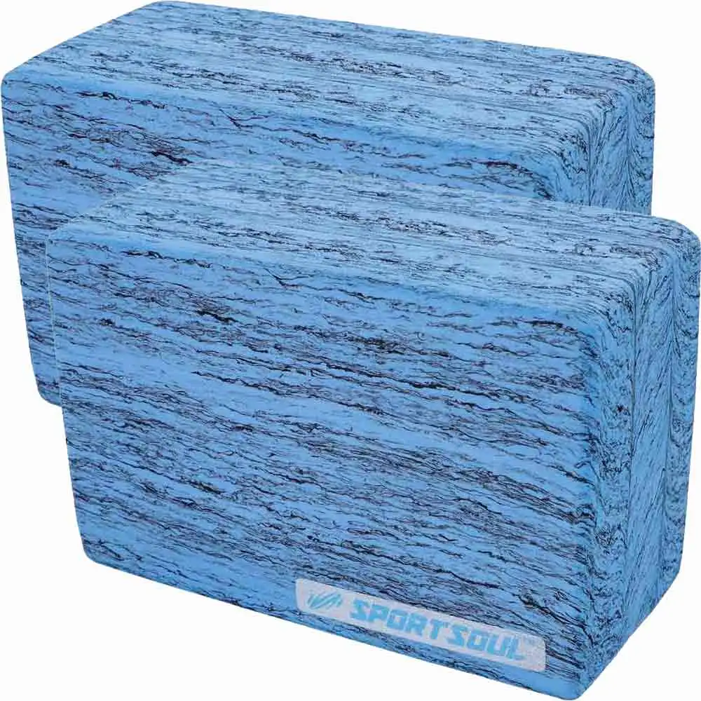 SportSoul Designer Yoga Block,  Sky Blue & Black (Pack of 2)  22 x 15 x 7 cm