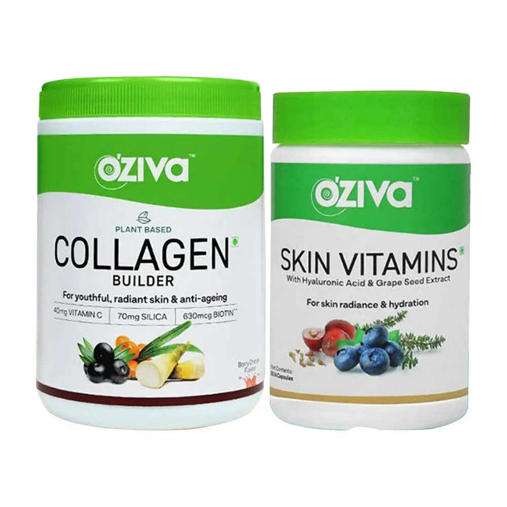 OZiva Youthful Skin Combo (OZiva Plant Based Collagen Builder + Skin Vitamins)