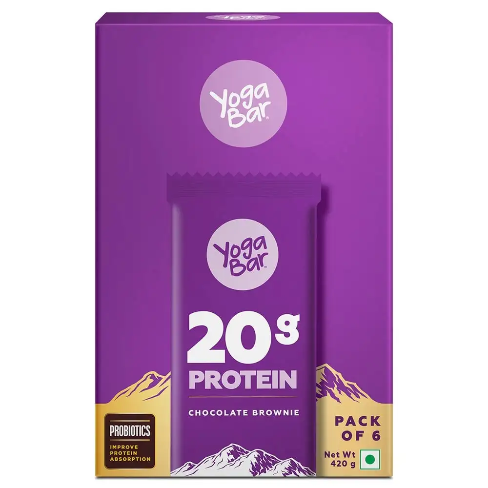 Yogabar Protein Bar (20g Protein),  6 bar(s)  Chocolate Brownie