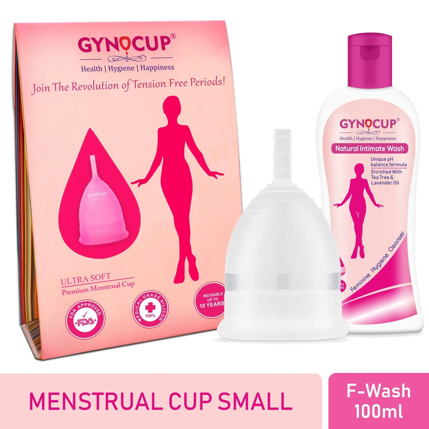 GynoCup Menstrual Cup For Women Transparent Small Size With Women Intimate Wash (Combo)