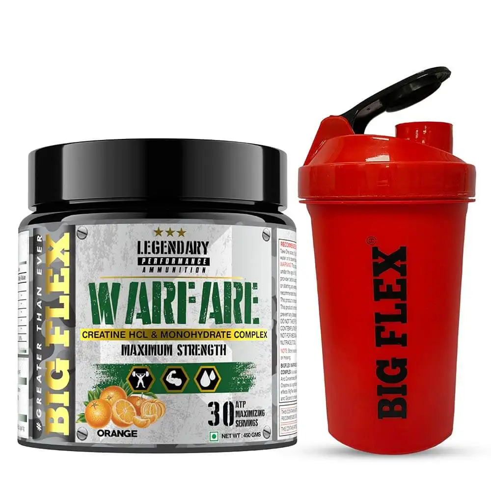 Big Flex Warfare Creatine,  Orange + Bigflex Shaker 700 ml Free  0.99 lb