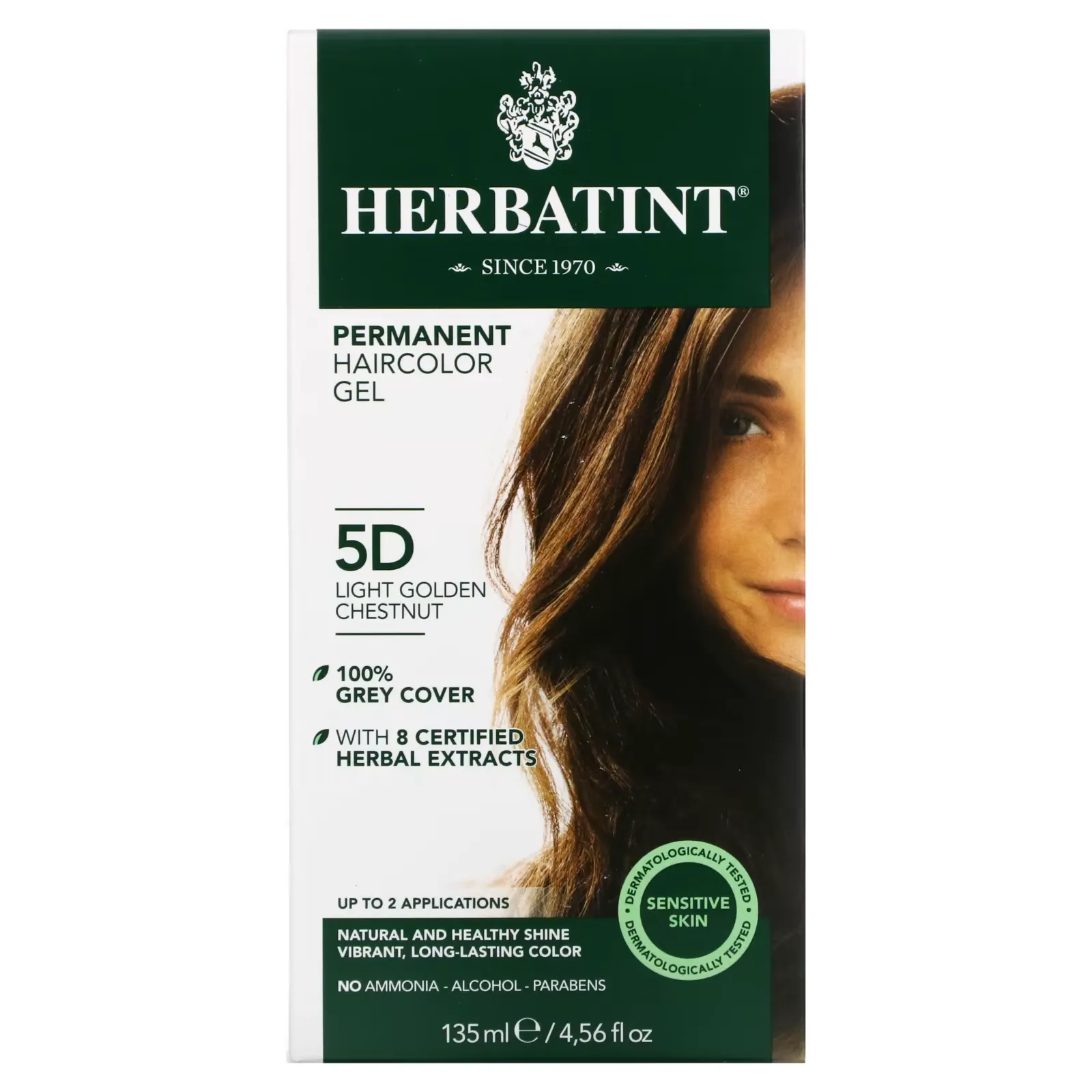 Permanent Haircolor Gel, 5D, Light Golden Chestnut, 4.56 fl oz (135 ml)