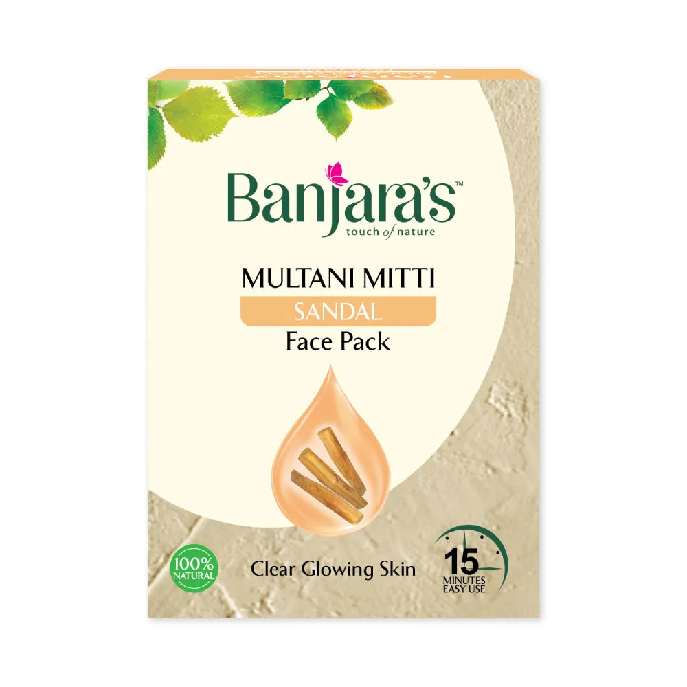 Banjara's Multani Mitti + Sandal Face Pack Powder (5 Sachets Inside)