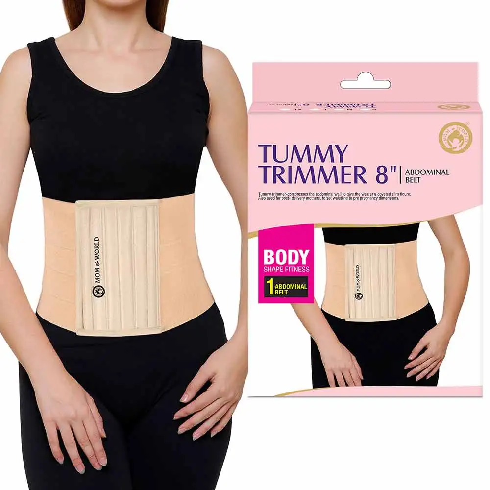 Mom & World Tummy Trimmer 8 Inches Abdominal Belt,  Beige  Extra Large