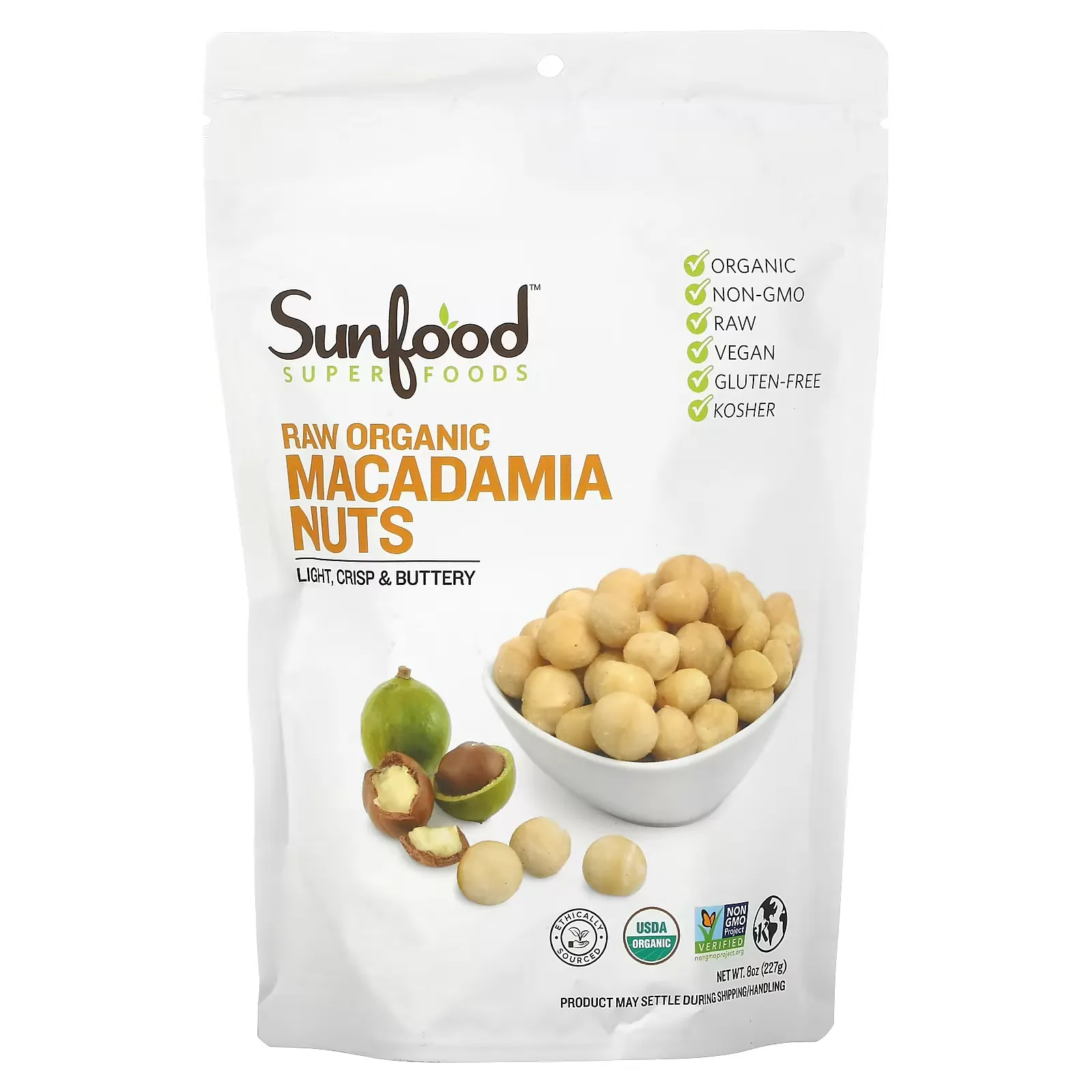 Raw Organic Macadamia Nuts, 8 oz (227 g)