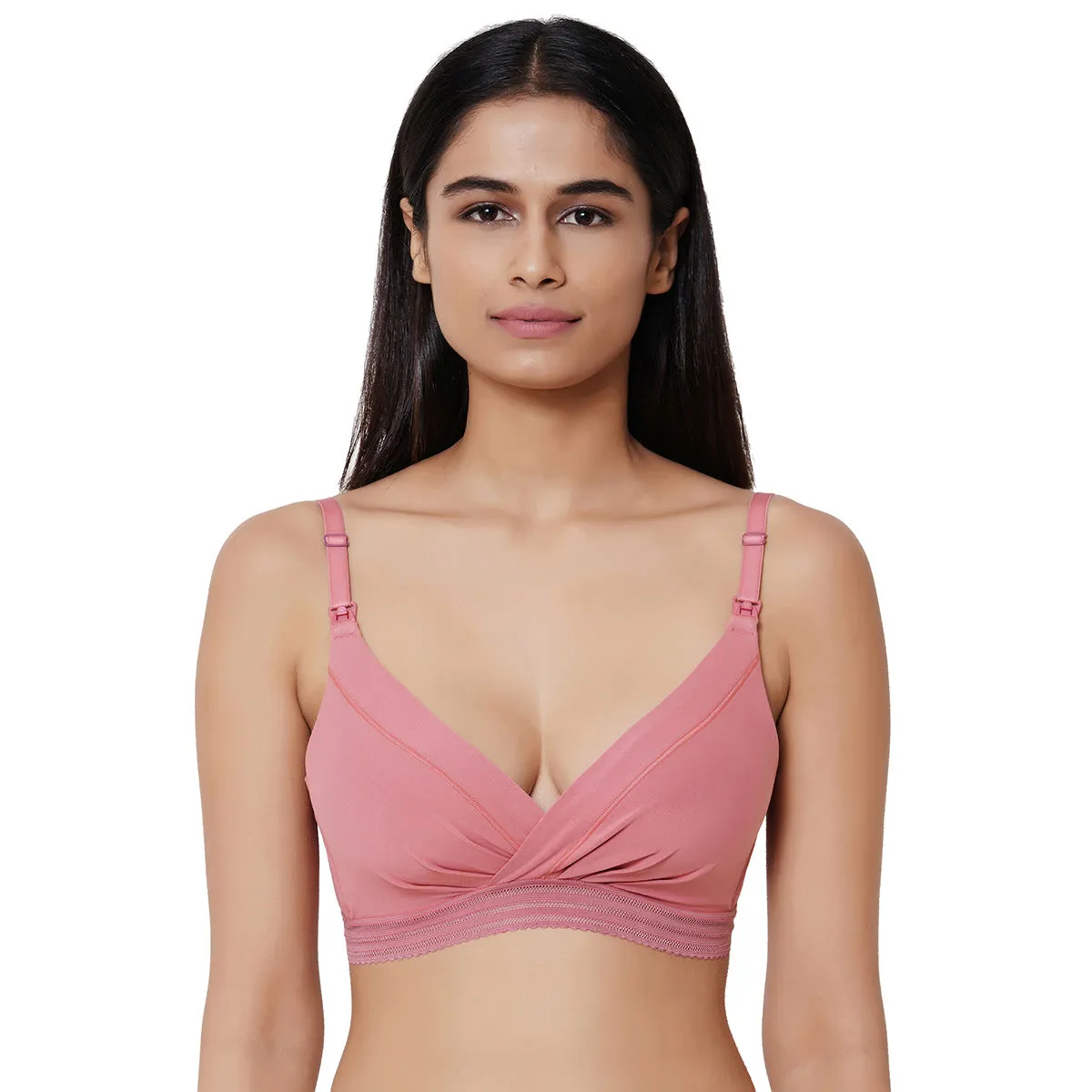 Wacoal La Vigne Padded Non-Wired 3/4Th Cup Cotton Comfortable Maternity Bra - Pink (36B)