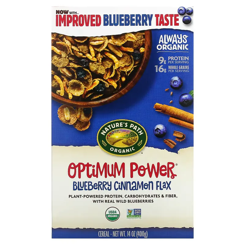 Organic Optimum Power Cereal, Blueberry Cinnamon Flax, 14 oz (400 g)