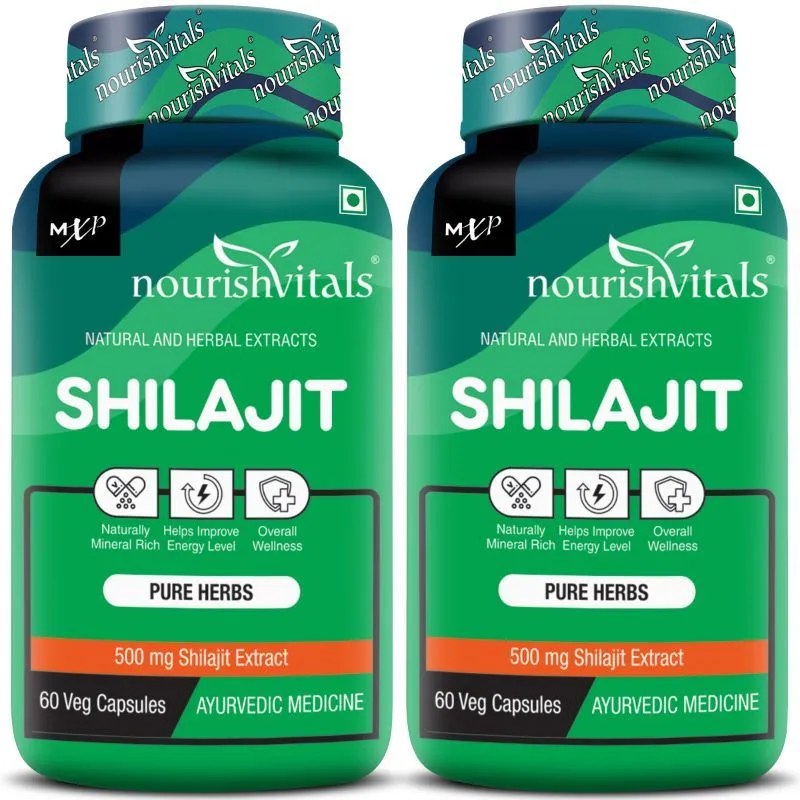 Nourish Vitals Premium Shilajit 50% Fulvic Acid High Strength 500mg Extract - Naturally Mineral Rich