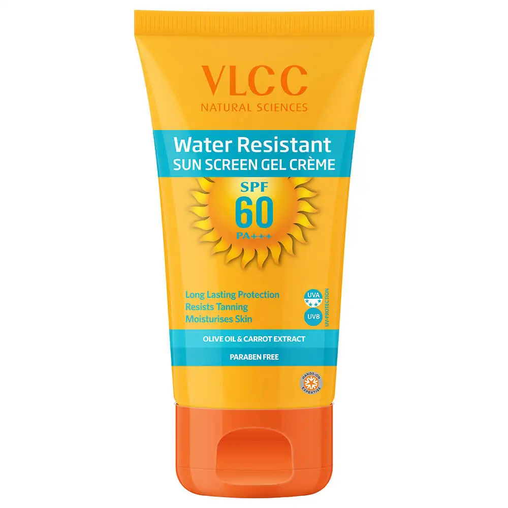 VLCC Water Resistant Sunscreen Gel Creme,  100 g  Olive Oil & Carrot Extracts