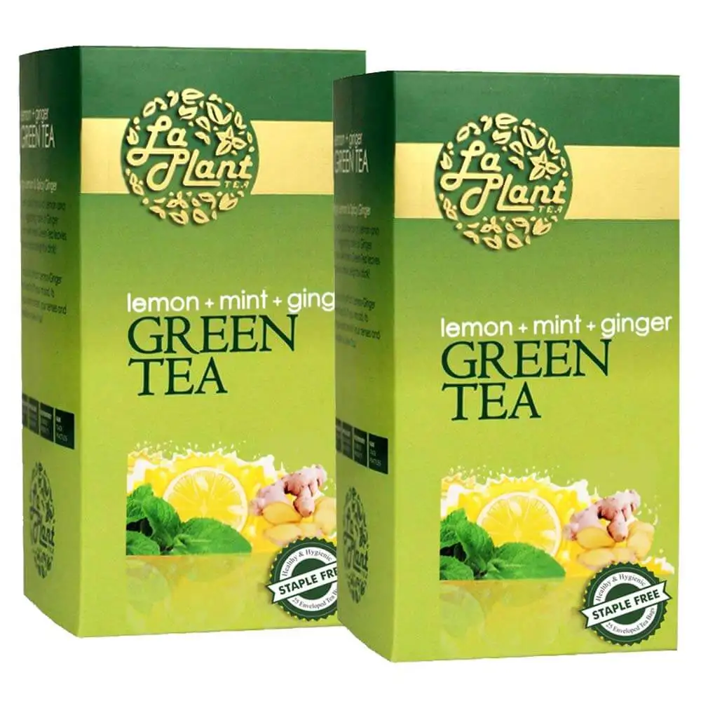 Laplant Green Tea,  25 Tea Bag(s)  Lemon, Mint & Ginger (Pack of 2)