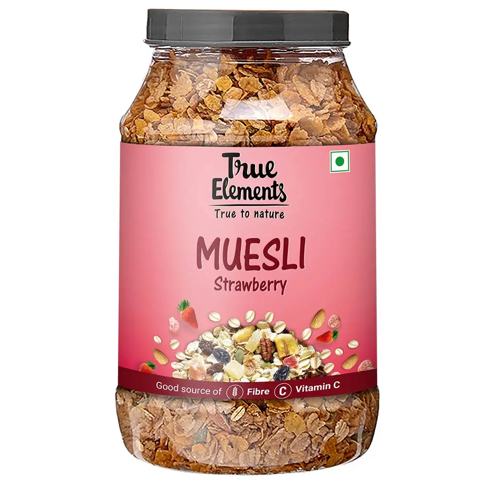 True Elements Strawberry Muesli,  1 kg  Natural