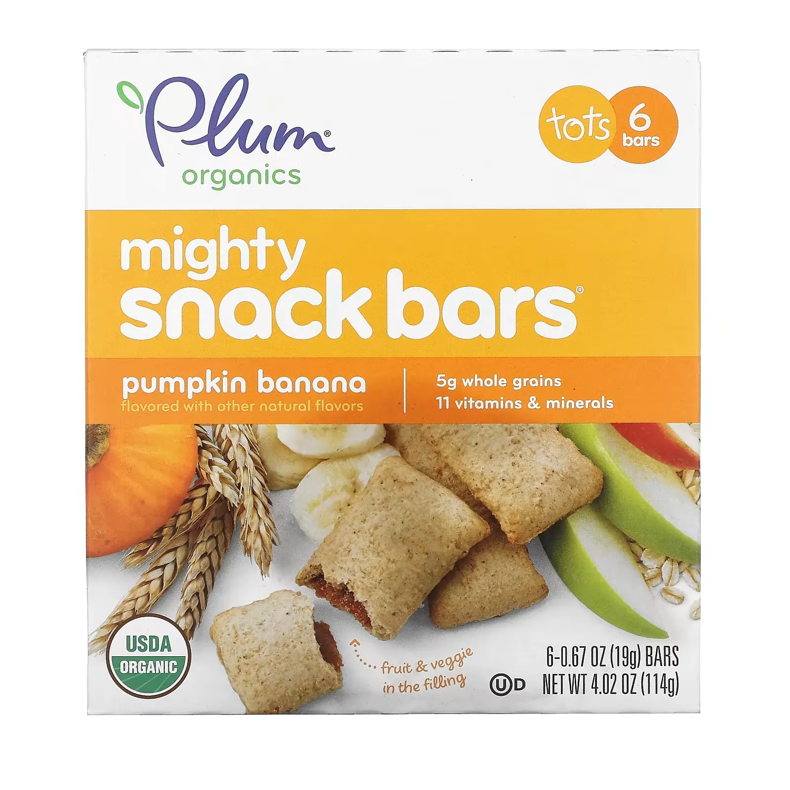 Mighty Snack Bars, Tots, Pumpkin Banana, 6 Bars, 0.67 oz (19 g) Each