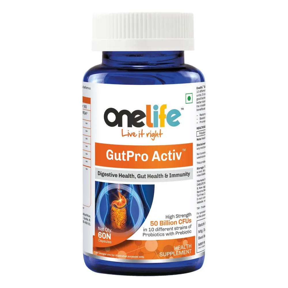 Onelife GutPro Activ: 50 Billion CFU Natural Probiotics with Prebiotic Gut Health