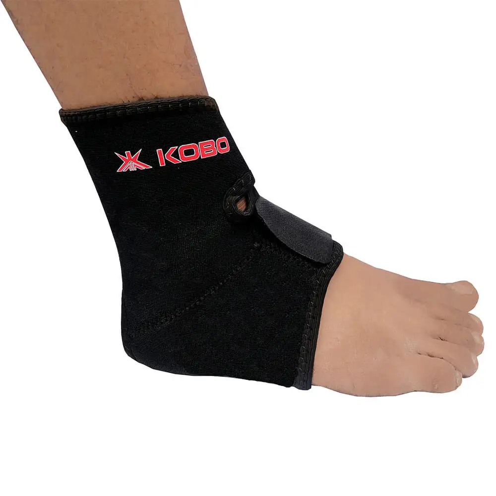 KOBO Neoprene Adjustable Ankle Support (3642),  Black  Free Size