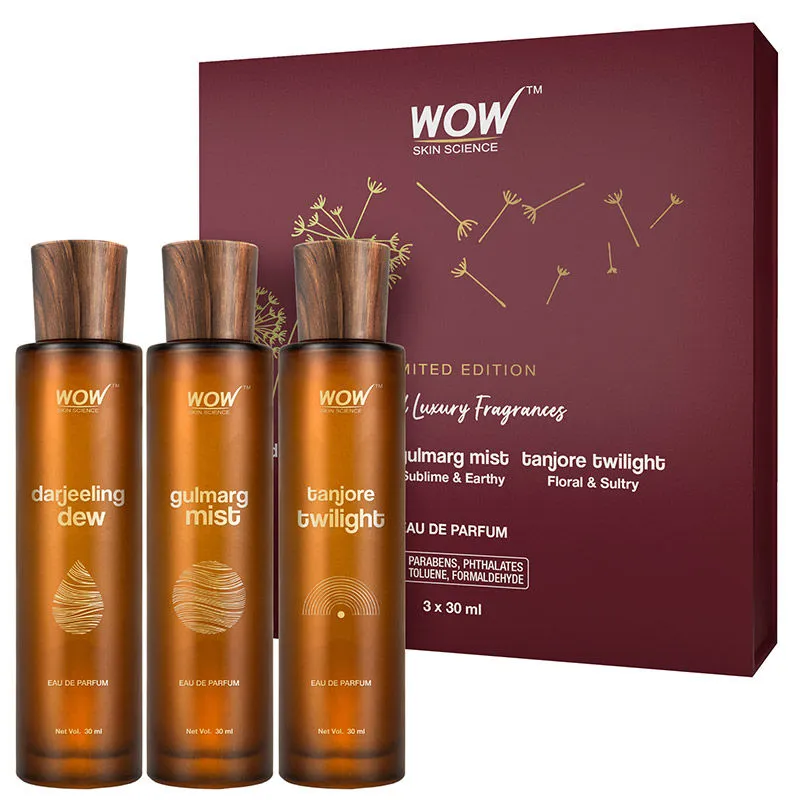 WOW Skin Science Eau De Parfum - Darjeeling Dew, Gulmarg Mist & Tanjore Twilight