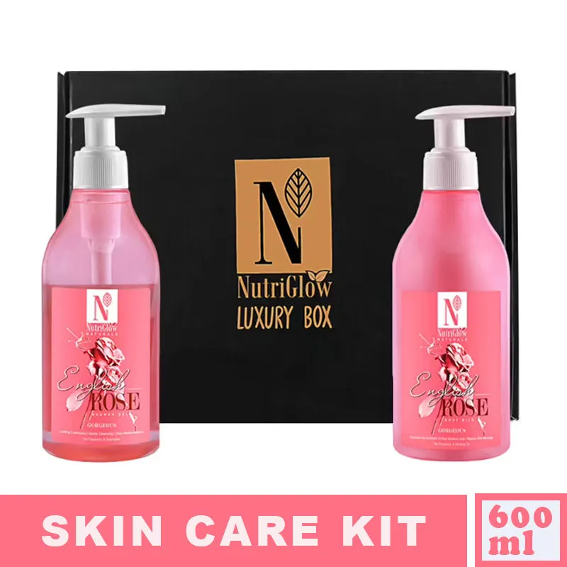 NutriGlow NATURAL'S English Rose Shower Gel & Body Milk For Lasting Fresness/ Moisturization