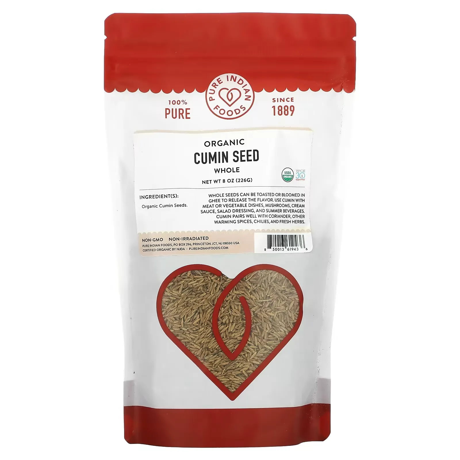 Organic Cumin Seed, Whole, 8 oz (226 g)