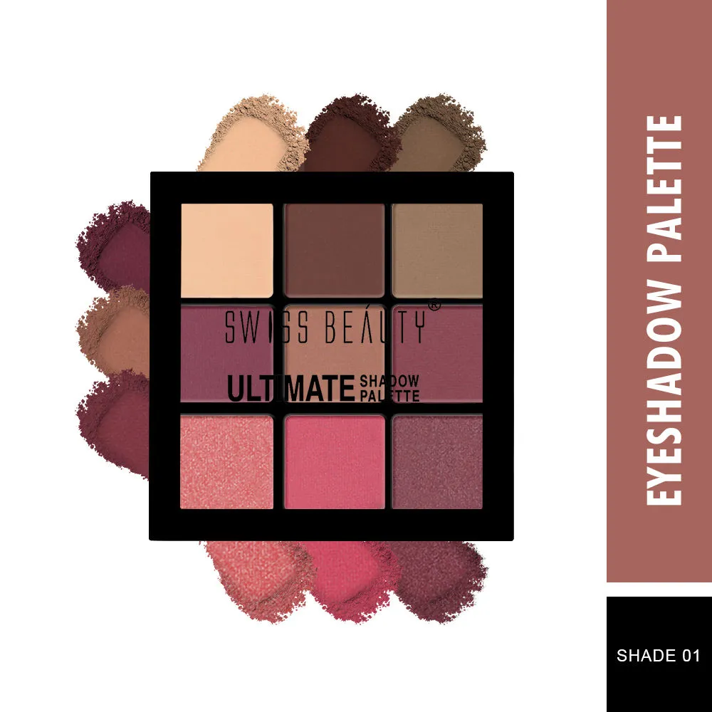 Swiss Beauty Ultimate 9 Pigmented Colors Eyeshadow Palette - Shade 01