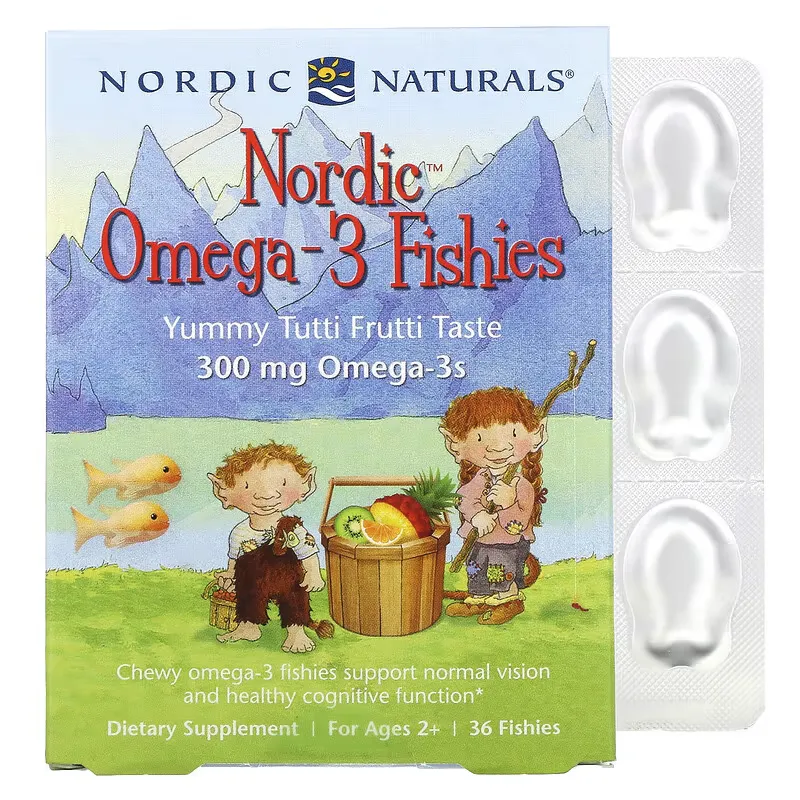 Nordic Omega-3 Fishies, For Ages 2+, Yummy Tutti Frutti Taste, 300 mg, 36 Fishies