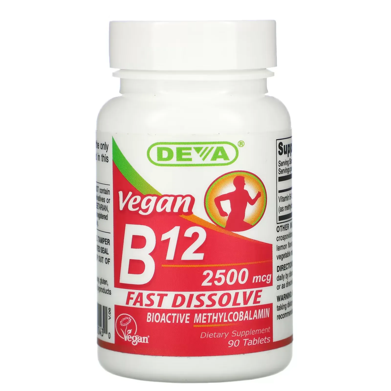 Vegan B12, Fast-Dissolve, 2,500 mcg, 90 Tablets