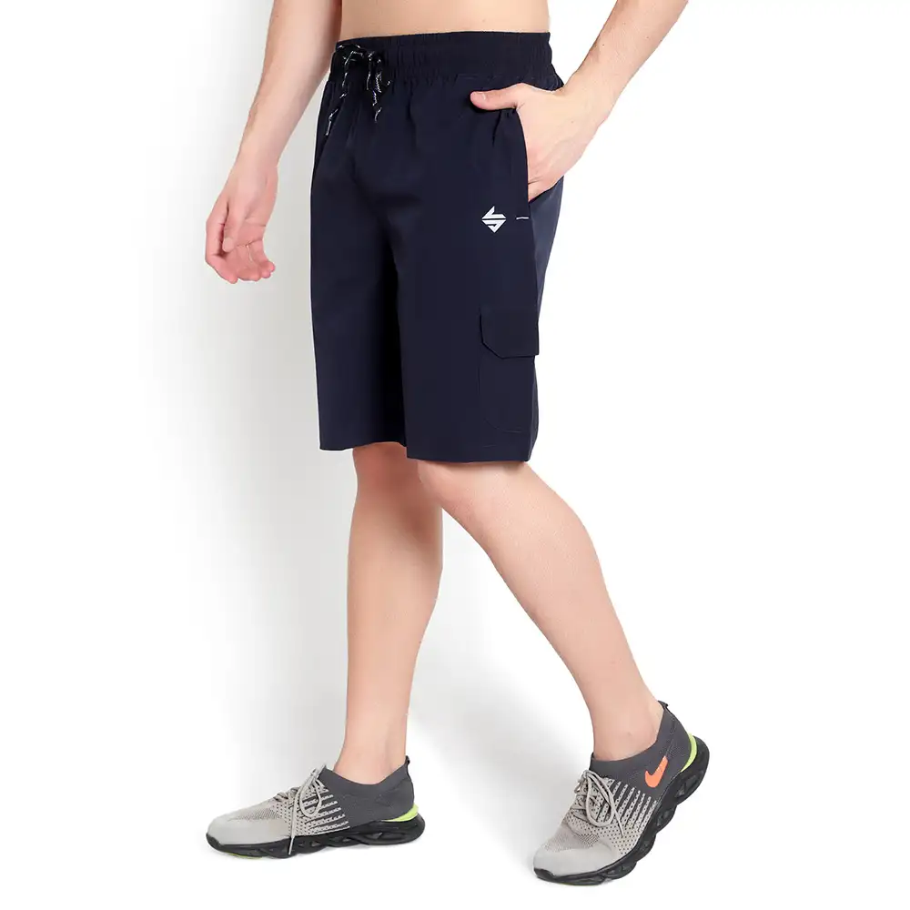 John Ally Dry-Fit Gym Workout Shorts with Zipper Pockets & Cargo Deep Pockets,  2XL  Midnight Blue