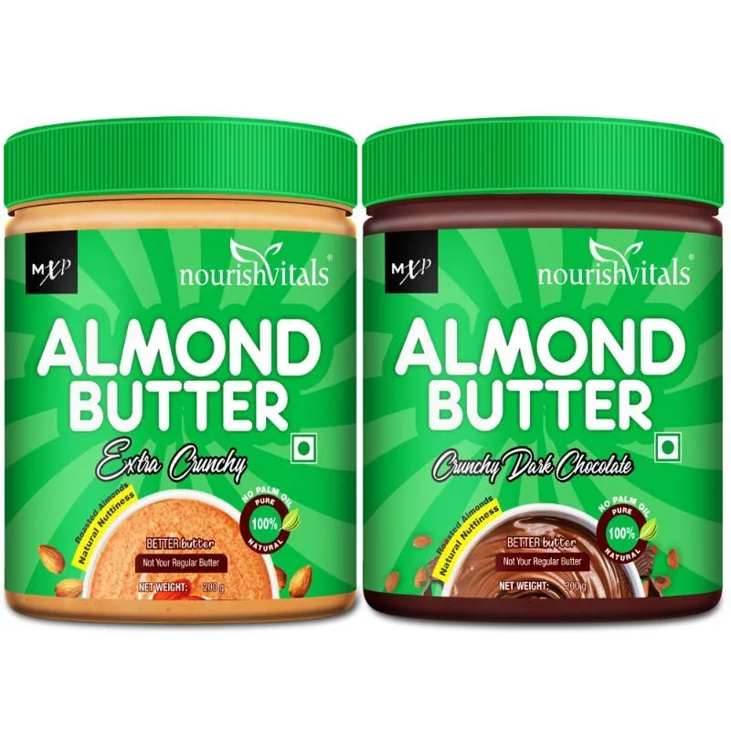 NourishVitals Almond Butter (Crunchy Dark Chocolate) + Almond Butter (Extra Crunchy)