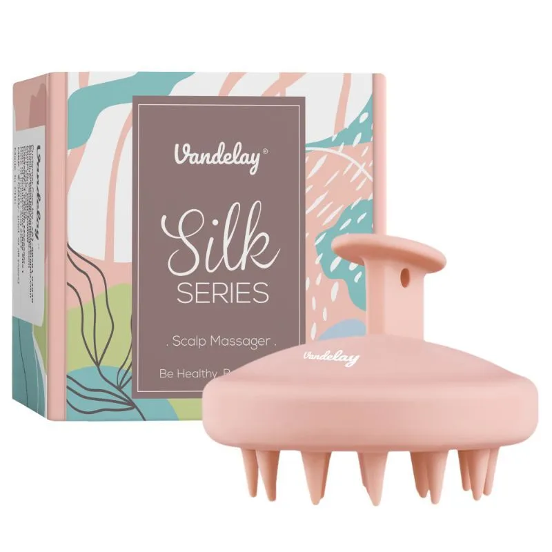 Vandelay Silk Series- Silicon Scalp Massager Brush With Thick Silicon Bristles (Pink)