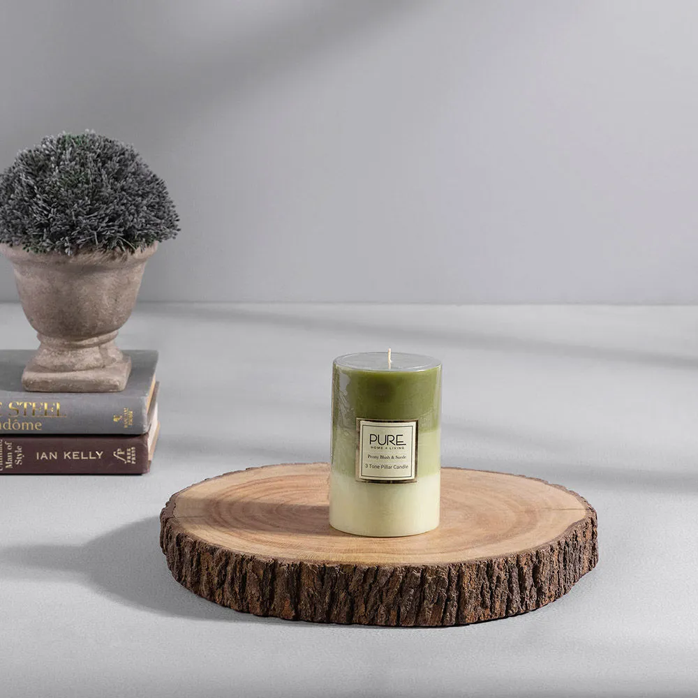 Pure Home + Living Tall Green Peony Blush And Suede Pillar Candle (1)