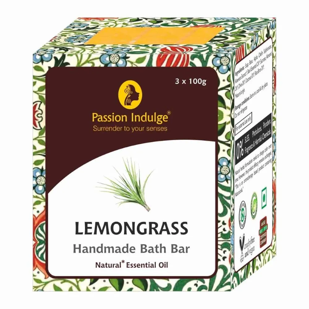 Passion Indulge Natural Handmade Bath Bar Soap - Lemongrass (Pack of 3)